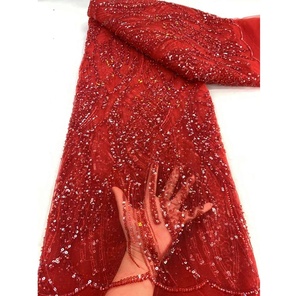 Dentelle perlée avec paillettes tissu de dentelle de mariée française conception de roman moderne bon prix tissu de dentelle vert pour <span class=keywords><strong>les</strong></span> femmes robe - Product Image 3
