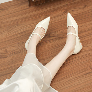 Mary Jane <b>Flats</b> <b>Pointed</b> <b>Toe</b> Patent Leather Single Strap <b>Flat</b> Shoes Women All Seasons Elegant Wedding Party Wear - Product Image 1