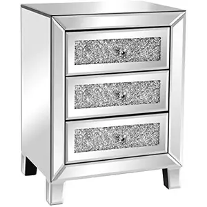 Wholesale LED Mirrored Nightstand 3 drawer chest bedside table night stand Mirrored Furniture Manufacturer