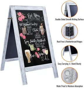 Antique-Classical MDF Portable Chalkboard With Wood Frame Blackboard For Restaurant Advisement Shop Use