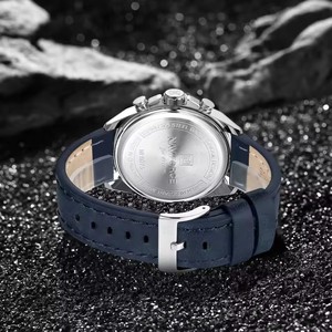NAVIFORCE 8073 Orologio da Polso Maschile di Lusso Creativo con Display Automatico del Calendario, Cronografo in Pelle, Argento e Blu - Product Image 5