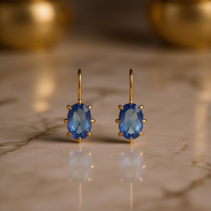 Orecchini Pendenti E4628 in Oro Rosa con Topazio Taglio Ovale, Montatura a Griffe, Classici da Donna per Uso Quotidiano - Product Image 2