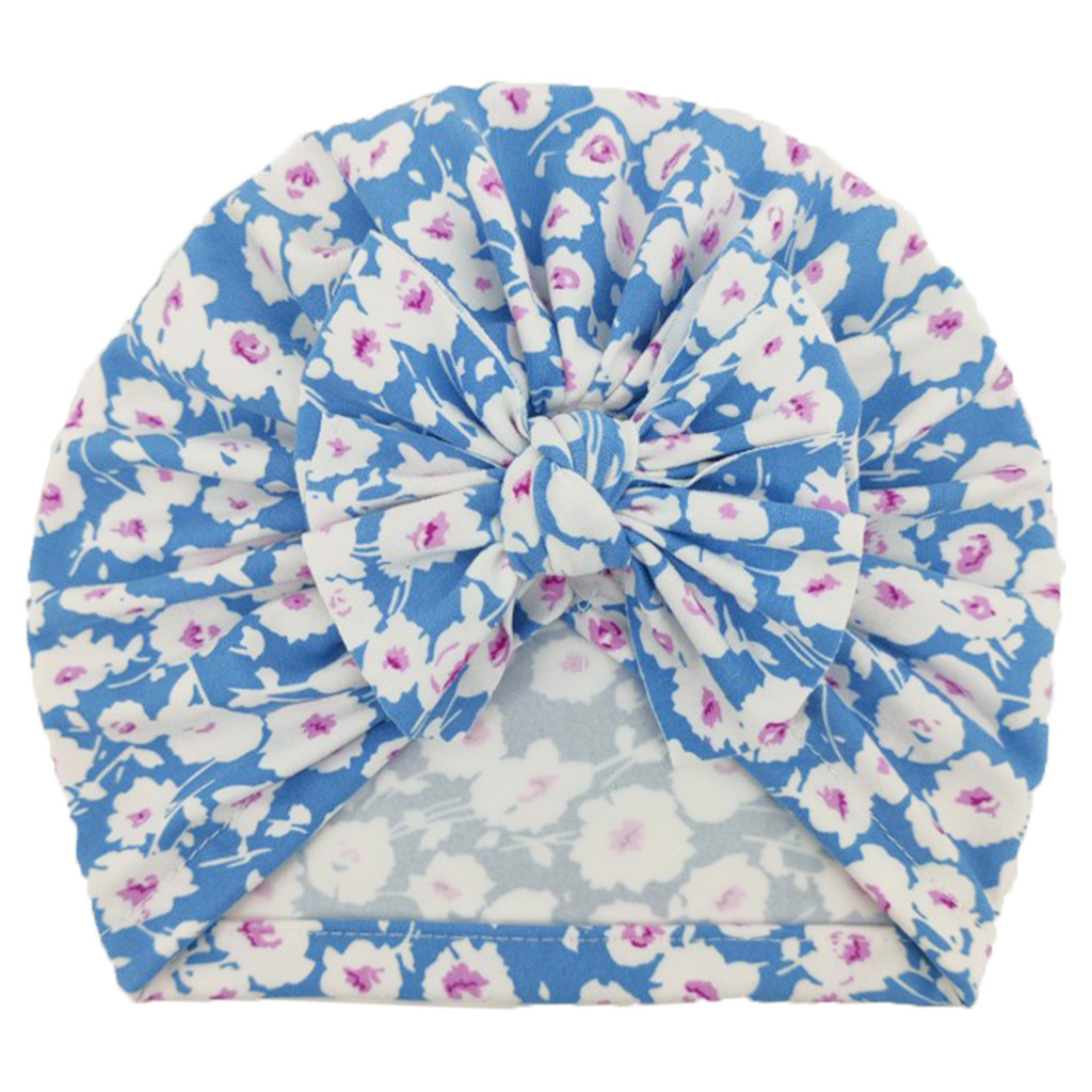 Для малышей и детей постарше, с цветочным принтом с бантиком для малышей из дышащего полиестра для маленьких девочек головные уборы с бантом тюрбан летние товары первой необходимости для детей головные уборы