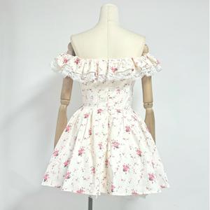 Mini abito dimagrante in vita stile estivo con fiocco puro francese con spalle scoperte 2025 donna - Product Image 5