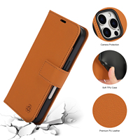 Funda de Teléfono Tipo Cartera de Cuero PU con Cierre Magnético, Ranuras Grandes para Tarjetas, Bolsillo para Tarjetas de Estilo Abierto, Correa de Muñeca Desmontable para iPhone 16 Pro Max