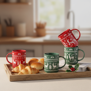 Factory Direct China Christmas Themed Exquisite Vintage Style Porcelain Tea Coffee <b>Ceramic</b> <b>Mug</b> - Product Image 1