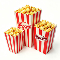 Fabrieksgroothandel voedselveilige gestreepte popcorn papieren emmers op maat bedrukt wegwerp popcorn doosjes voor verjaardagsartikelen