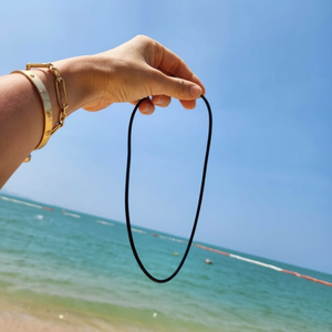 Collana di corda nera per gli uomini e le donne accessorio di moda - Product Image 1