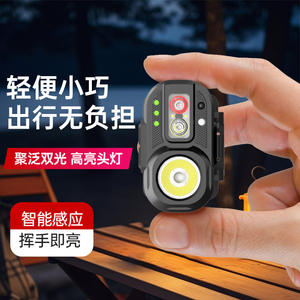 Lampe frontale LED T-12 rechargeable avec capteur, bande élastique réglable, portable, pour le cyclisme, la course à pied, la pêche en extérieur - Product Image 2