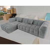 Ensemble de canapés modulaires de style minimaliste moderne, meubles de salon, canapé en tissu velours Teddy, canapé en forme de L
