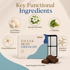 <span class=keywords><strong>Barre</strong></span> de chocolat Kelaen Focus and Brain, complément alimentaire, 8 pièces, 96g, pour l'apprentissage et le travail - Product Image 3