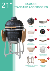 Auplex - Barbacoa de Cerámica para Cocinar al Aire Libre, Ahumador Multifuncional de 21 Pulgadas, Parrilla Kamado Clásica Grande para Fiestas Familiares y <span class=keywords><strong>con</strong></span> <span class=keywords><strong>Amigos</strong></span> - Product Image 4