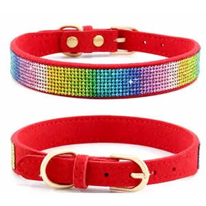 Vente de gros Collier pour chien avec strass coloré imperméable