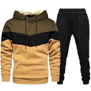 Setelan olahraga pria, baju Hoodie lengan panjang + celana lari 2 potong, Set pakaian kasual olahraga lari musim semi dan musim gugur - Product Image 4