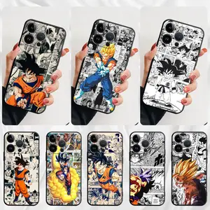 3D Anime cartoon cover for iPhone 15 phone case, new Japanese anime trendy men's anime seven dragon bead Wukong phone case