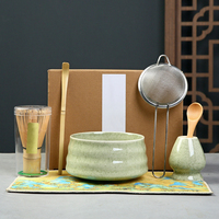 Kit complet de cérémonie du thé à la japonaise, ensemble d'outils pour le thé matcha avec support, bol à matcha, ustensiles de thé traditionnels complets