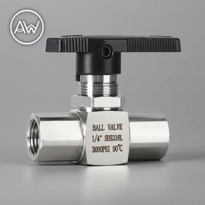 Válvula de Bola de 1/4 Pulgada NPT, 3000 PSI, Acero Inoxidable, Uso Industrial, Control Manual, Bidireccional - Product Image 1
