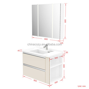 Mueble de baño multifuncional moderno resistente al agua con espejo inteligente y cajón de lavabo para hoteles - Product Image 1