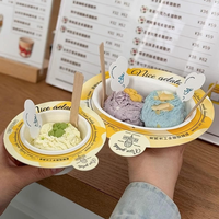 Support en papier pour mini cornets de crème glacée, plateau anti-goutte, logo personnalisé