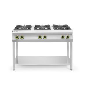 Cocina de Gas HENDI de 6 Quemadores con Soporte Abierto, 28.5kW, Línea de Cocina Comercial, 1200x700x900mm - Product Image 1