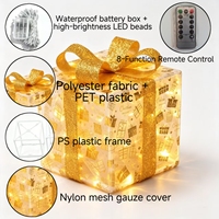 Lumières de Noël en forme de boîte cadeau LED - Alimentées par piles et télécommande 8 fonctions, lumières de décoration de Noël réglables pour l'intérieur et l'extérieur
