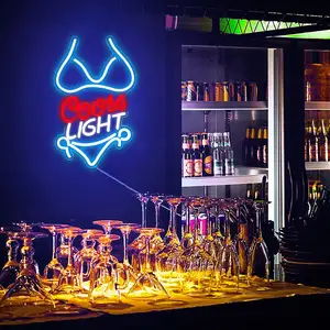 Custom Flex Neon Mujer en Bikini Dormitorio Fiesta Bar Decoración Night Light Custom Sexy body Lady LED Neon Sign Light para la pared