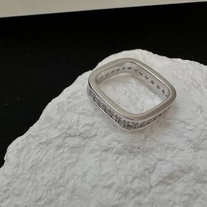 Anillo Cuadrado de Plata de Ley S925, Estilo Vintage, Diseño Retro Italiano Francés, Chapado en Oro de 18K, Ajustable, Talla Única - Product Image 5