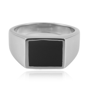 Men's <b>Titanium</b> Steel Rectangular Epoxy <b>Ring</b> Silver Geometric Design Gift Jewelry - Product Image 5