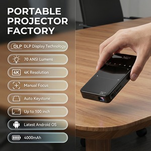 AOME S90 Mini projecteur vidéo intelligent 3D 4K Ready Home Cinéma Anti-poussière Android 9 <span class=keywords><strong>IPTV</strong></span> LED 2 Go de RAM Batterie intégrée Objectif WiFi 5G - Product Image 1