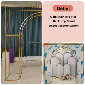 SMOOTH <b>Wedding</b> <b>Arch</b> Frame Gold Stainless Steel Stand With Printed Plate for Party Event Stage <b>Wedding</b> Decoration - Product Image 4