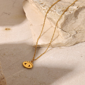 Regalo per ragazze minimale zircone cubico fascino placcato in oro in acciaio inossidabile gioielli spirali impermeabili collana con ciondolo occhio diabolico fortunato - Product Image 4