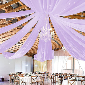 Rideaux de plafond de mariage élégants de couleur personnalisée, décorations Mandap suspendues pour rideau occultant en polyester 100% - Product Image 4