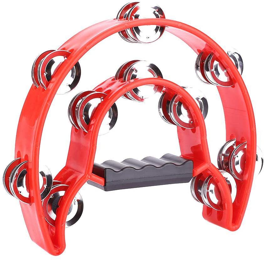 6 Pack Handheld Tambourines - 6 Colors Double Row Half Moon Percussion Instruments For Music & Parties