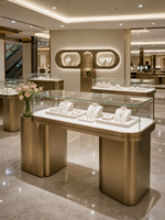 Présentoir à bijoux sur pied, vitrine en bois, métal et verre avec éclairage LED, fournisseur en gros pour centre commercial