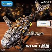Modelos de Ballenas, Dinosaurios y Pulpos Mecánicos Compatibles - Piezas de Exhibición Iluminadas de Alta Gama - Juguetes de Construcción de Bloques