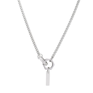 yunnique Geometric Stainless Steel Pendant <b>Necklace</b> With Pave Setting Diamond <b>Ring</b> For Men And Women Gift Jewelry - Product Image 5