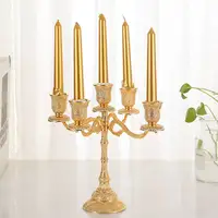 Candelabros de velas dourado, decoração de casa criativa em 5 braços de metal com relevo de velas casamentos suporte de vela antigo