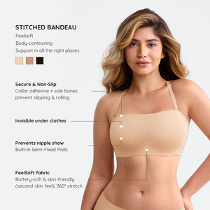 <span class=keywords><strong>Reggiseno</strong></span> Invisibile <span class=keywords><strong>Senza</strong></span> <span class=keywords><strong>Spalline</strong></span> per Donna, Copertura Totale, Traspirante, con <span class=keywords><strong>Coppe</strong></span> Rimovibili Push-up, Taglie Forti, Morbido e Antiscivolo - Product Image 2