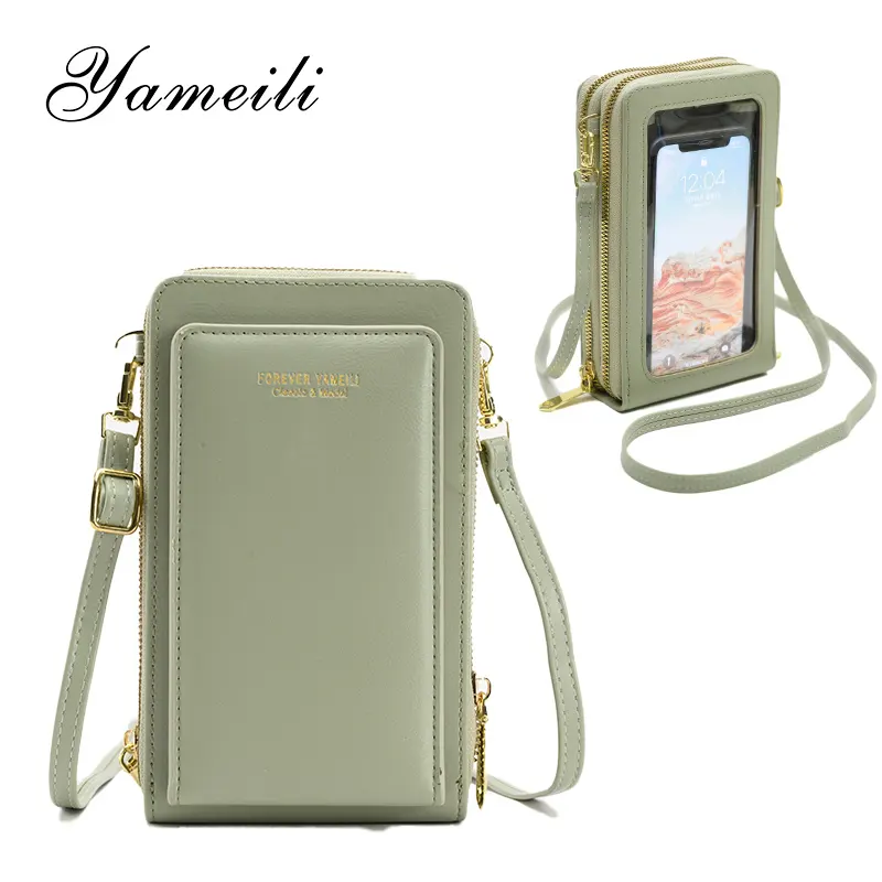 Pu Leather Crossbody Shoulder Mini Bags Women Mobile Cell Phone Pouch Bag Wallet With Long Strap