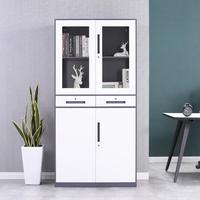 Armoire de classement en acier verrouillable à 2 tiroirs et 2 portes, étagère réglable, armoire de rangement de documents de bureau