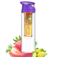 Long infuseur sans Bpa infuseur de fruits en plastique étanche voyage bouteille d'eau filtre jus Shaker bouteille d'eau avec infuseur de fruits
