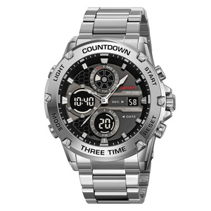 Skmei Men's Digital Analog Watch 30M Waterproof Three Time Zones Countdown Timer Multifunctional Wristwatch - Product Image 3
