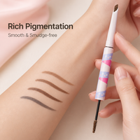 Crayon à sourcils double embout facile à utiliser, résistant à l'eau, avec embout biseauté et brosse à estomper, idéal pour les débutants, pour créer une définition naturelle