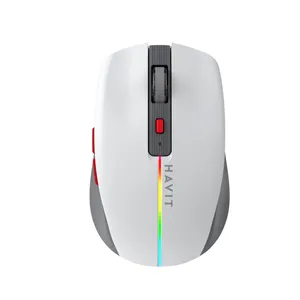 HAVIT MS65WB Dual Mode Wireless Mouse 7 Color Breathing Rechargeable BT-compatible Mouse Ergonomic Mouse