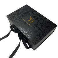 Vente en gros de boîte cadeau de qualité supérieure noire avec logo personnalisé, grand emballage en papier de carton de luxe pour extensions de cheveux de perruque, stratification mate