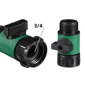 Conector de Tubería de Agua para Jardín de 3/4 Pulgadas con Válvula para Riego y Uso en Horticultura, Conexión Roscada de Plástico - Product Image 1