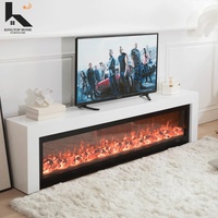 Meuble TV élégant pour cheminée, meuble TV moderne de luxe avec tiroirs de rangement et étagères