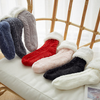 Chaussettes de maison floues antidérapantes d'hiver pour femmes Extra épaisses thermiques sommeil tricot intérieur chaud confort pantoufle Tube chaussettes pour femmes