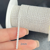 Chaîne Vintage Authentique en Plaqué Or 14 Carats, Sertie de Griffes 2mm avec Zircon, pour Fabrication de Colliers, Bracelets et Bijoux DIY, Fournitures Permanentes
