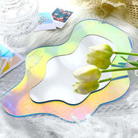 Miroir de maquillage en acrylique holographique irisé personnalisé, service de découpe et de gravure au laser sur acrylique OEM